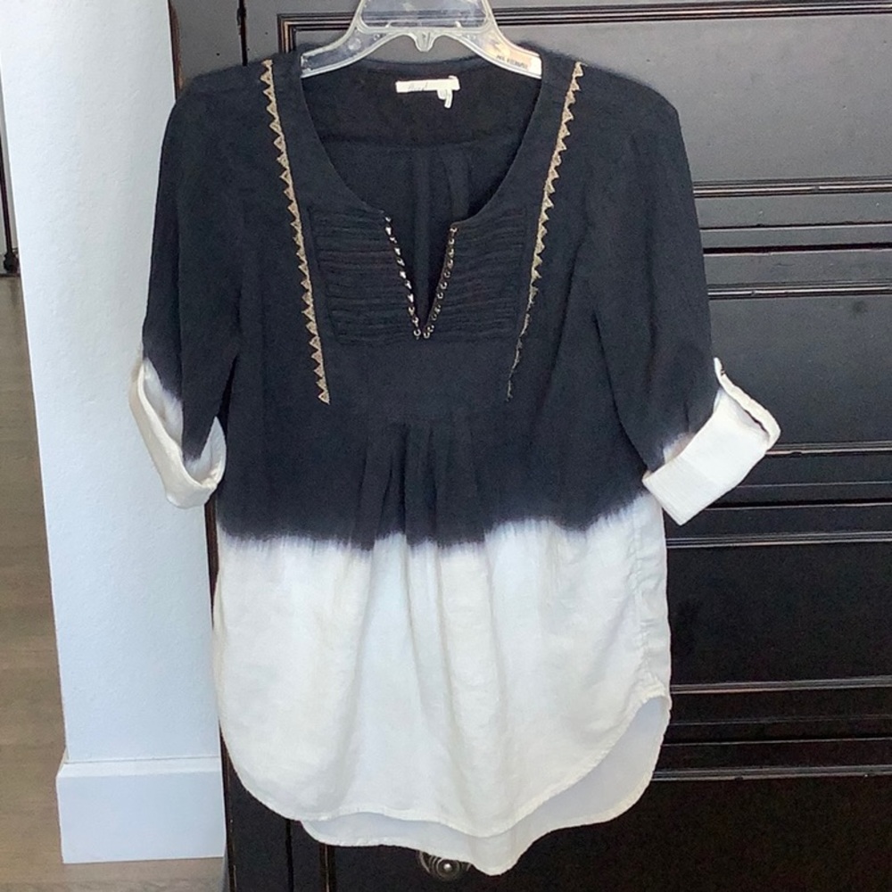Anthropologie Floreat Dip Dyed Peasant Top 10